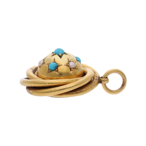 112 - Antique 15ct Gold Turquoise and Pearl Pendant. 
 
  
 

  HALLMARKS: tested for 15ct Gold 
 
 
  
 
... 