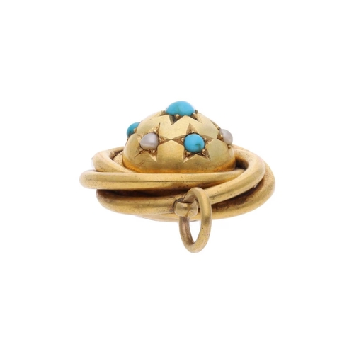 112 - Antique 15ct Gold Turquoise and Pearl Pendant. 
 
  
 

  HALLMARKS: tested for 15ct Gold 
 
 
  
 
... 