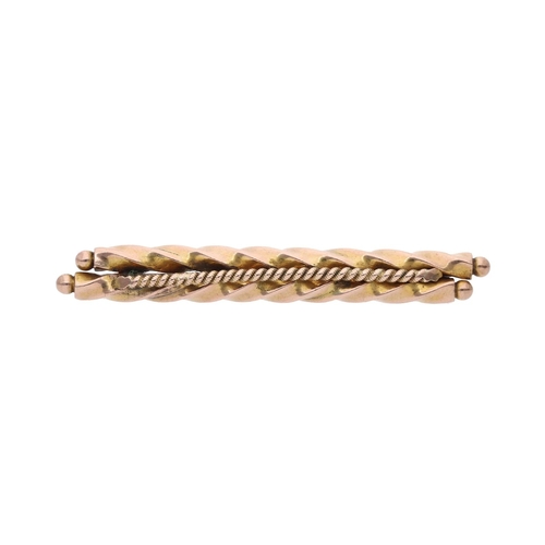 19 - Vintage 9ct Gold Twisted Bar Brooch. 
 
  
 

  HALLMARKS: Marked for 9ct Gold 
 
 
  
 

  MEASUREM... 