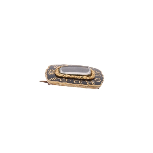 31 - Georgian Gold Mourning Brooch. 
 
  
 

  HALLMARKS: Gold 
 
 
  
 

  MEASUREMENT: 25.7mm long by 2... 