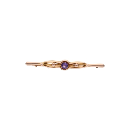 34 - 9ct Gold and Amethyst Single Stone Brooch. 
 
  
 

  HALLMARKS: marked for 9ct Gold 
 
 
  
 

  ME... 