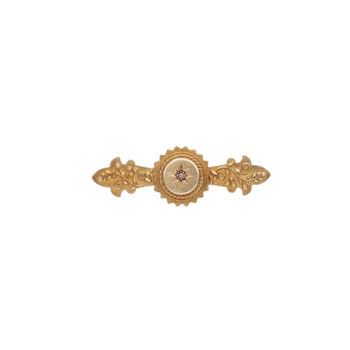 36 - Victorian 15ct Gold and Diamond Brooch 
 
  
 

  HALLMARKS: marked for 15ct Gold 
 
 
  
 

  MEASU... 