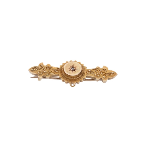 36 - Victorian 15ct Gold and Diamond Brooch 
 
  
 

  HALLMARKS: marked for 15ct Gold 
 
 
  
 

  MEASU... 