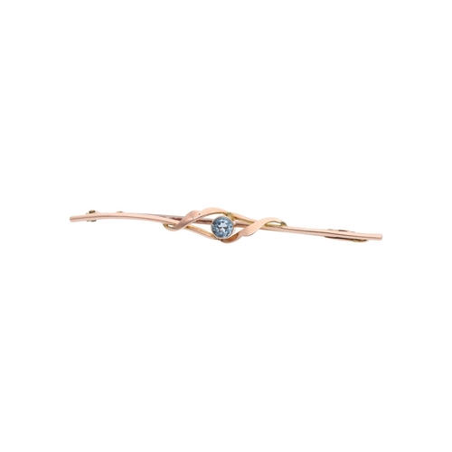 37 - 9ct Gold and Blue Topaz Bar Brooch. 
 
  
 

  HALLMARKS: marked for 9ct Gold 
 
 
  
 

  MEASUREME... 