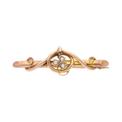 42 - 9ct Gold and Pearl Three Leaf Clover Brooch 
 
  
 

  HALLMARKS: marked for 9ct Gold 
 
 
  
 

  M... 