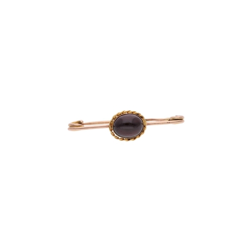 43 - 9ct Gold and Cabochon Garnet Brooch 
 
  
 

  HALLMARKS: marked for 9ct Gold 
 
 
  
 

  MEASUREME... 