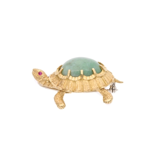 53 - French 18ct Gold Ruby and Jade Tortoise Brooch 
 
  
 

  HALLMARKS: marked for 18ct Gold 
 
 
  
 
... 