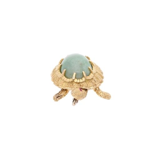 53 - French 18ct Gold Ruby and Jade Tortoise Brooch 
 
  
 

  HALLMARKS: marked for 18ct Gold 
 
 
  
 
... 