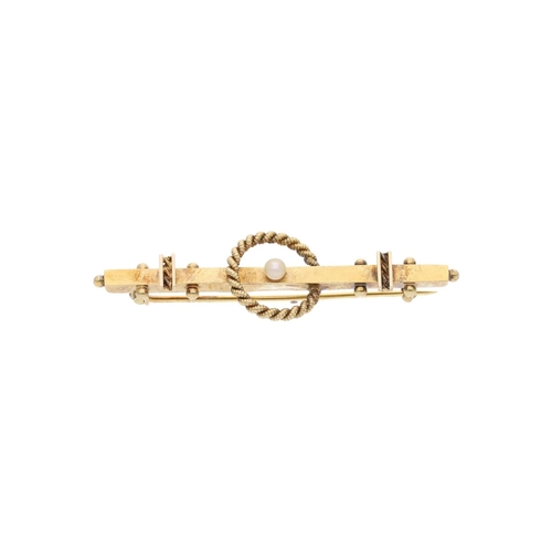 54 - Victorian 15ct Gold and Pearl Brooch. 
 
  
 

  HALLMARKS: Marked for 15ct gold | B'ham 1897 
 
 
 ... 