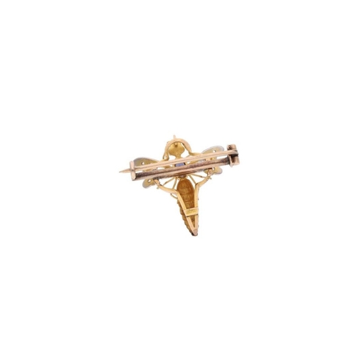 7 - 22ct Gold Sapphire Ruby and Diamond Insect Brooch on 15ct Gold Pin. 
 
  
 

  HALLMARKS: marked for... 