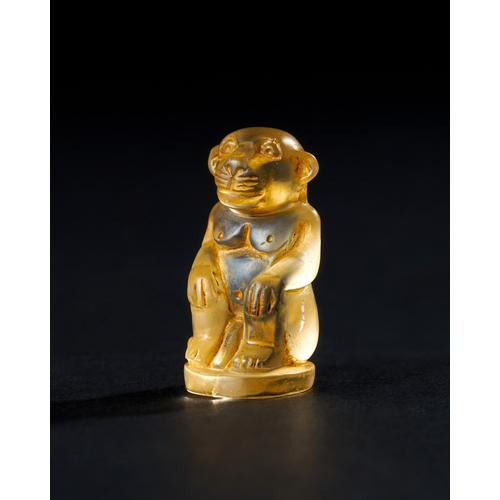 10 - A ROCK CRYSTAL FIGURE OF A SEATED MONKEY, TALMUDIC PERIOD, EGYPT Carved from clear rock crystal, dep... 