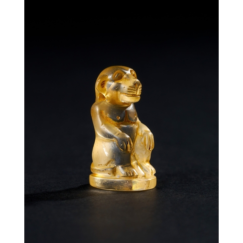 10 - A ROCK CRYSTAL FIGURE OF A SEATED MONKEY, TALMUDIC PERIOD, EGYPT Carved from clear rock crystal, dep... 