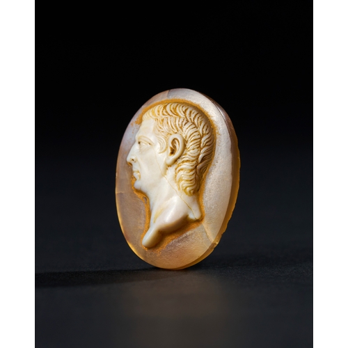 14 - A ROMAN SARDONYX AGATE CAMEO DEPICTING A MALE RULER, 2ND CENTURY A.D. OR LATER Exquisite Roman cameo... 