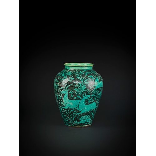 145 - QAJAR GLAZED POTTERY VASE, 19TH CENTURY QAJAR GLAZED POTTERY VASE, 19TH CENTURY     H: 28cm&nbs... 