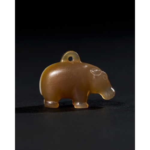 24 - AN EGYPTIAN SARDONYX AGATE HIPPOPOTAMUS AMULET LATE PERIOD TO PTOLEMAIC PERIOD This finely carved Eg... 