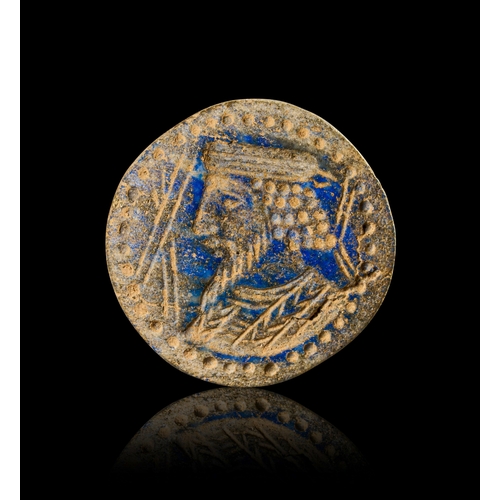 51 - LAPIS LAZULI STONE, PORTRAIT OF PROBABLY PHRAATES THE FOURTH OF PARTHIA LAPIS LAZULI STONE, PORTRAIT... 