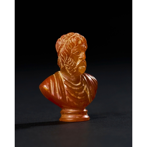 57 - A ROMAN MALE BUST IN AGATE STONE, PROBABLY 2ND OR 3RD CENTURY A.D. A ROMAN MALE BUST IN AGATE STONE,... 