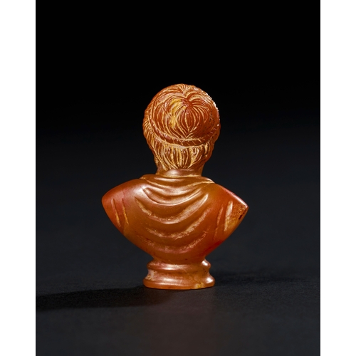 57 - A ROMAN MALE BUST IN AGATE STONE, PROBABLY 2ND OR 3RD CENTURY A.D. A ROMAN MALE BUST IN AGATE STONE,... 