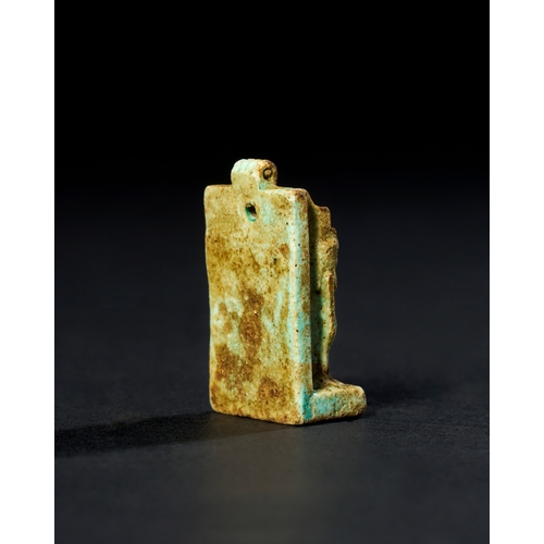 7 - AN EGYPTIAN FAIENCE AMULET DEPICTING THE TRIAD OF GODS, LATE PERIOD TO PTOLEMAIC PERIOD, 664-30 B.C.... 