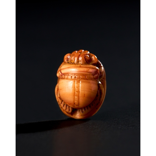 70 - EGYPTIAN STEATITE STONE SCARAB, CIRCA 800 B.C. EGYPTIAN STEATITE STONE SCARAB, CIRCA 800 B.C.    L: ... 