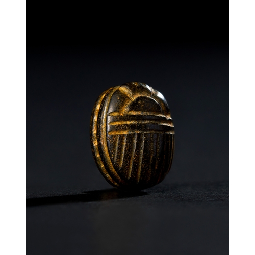 71 - HARD STONE SCARAB WITH SCORPION ENGRAVING, PROBABLY PTOLEMAIC PERIOD HARD STONE SCARAB WITH SCORPION... 