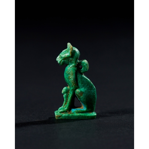 8 - AN EGYPTIAN FAIENCE CAT AMULET, LATE PERIOD TO PTOLEMAIC PERIOD, 664-30 B.C. This amulet, made from ... 