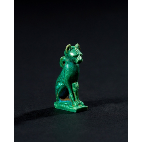 8 - AN EGYPTIAN FAIENCE CAT AMULET, LATE PERIOD TO PTOLEMAIC PERIOD, 664-30 B.C. This amulet, made from ... 