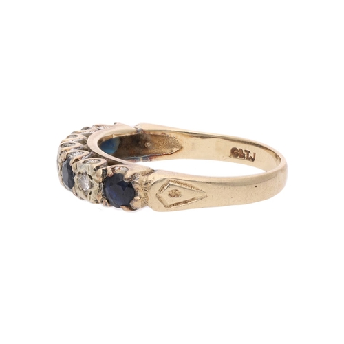 103 - 9ct Gold Sapphire and Diamond Ring, Size L 1/2. 9ct Gold Sapphire and Diamond Ring            HALLMA... 