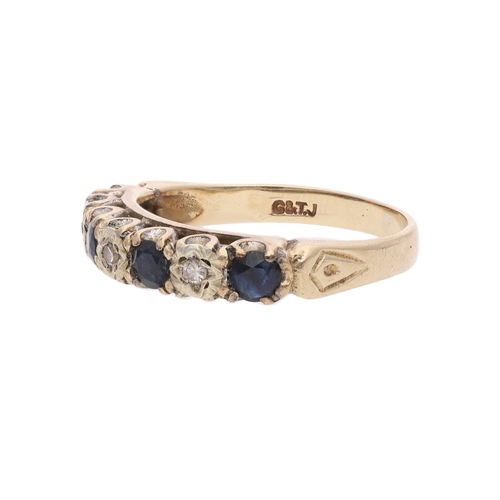 103 - 9ct Gold Sapphire and Diamond Ring, Size L 1/2. 9ct Gold Sapphire and Diamond Ring            HALLMA... 