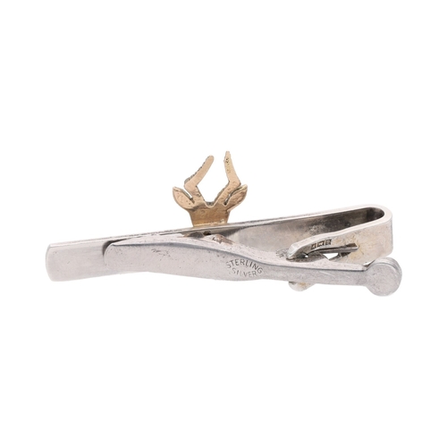 106 - Sterling Silver and Gold Hunting Deer Clip Brooch Sterling Silver and Gold Hunting Deer Clip Brooch ... 