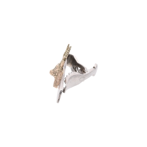 106 - Sterling Silver and Gold Hunting Deer Clip Brooch Sterling Silver and Gold Hunting Deer Clip Brooch ... 