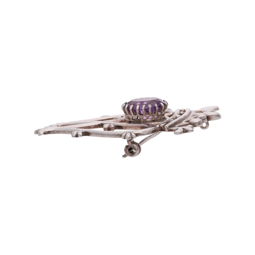 110 - Vintage Scottish Sterling Silver and Amethyst Luckenbooth Crowned Brooch, Edinburgh 1965 Vintage Sco... 