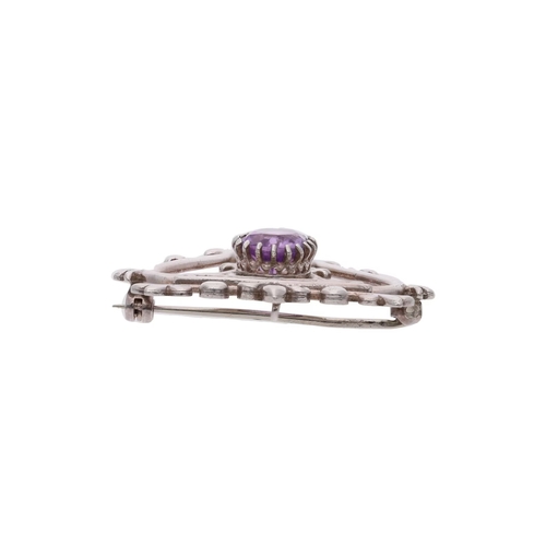 110 - Vintage Scottish Sterling Silver and Amethyst Luckenbooth Crowned Brooch, Edinburgh 1965 Vintage Sco... 