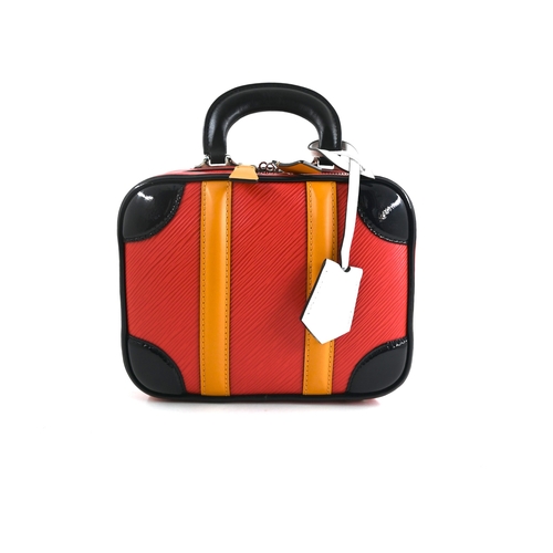 12 - Louis Vuitton Valisette Bag Louis Vuitton Valisette Black / Orange / Red, 21cm.     Hardware: S... 