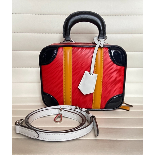 12 - Louis Vuitton Valisette Bag Louis Vuitton Valisette Black / Orange / Red, 21cm.     Hardware: S... 