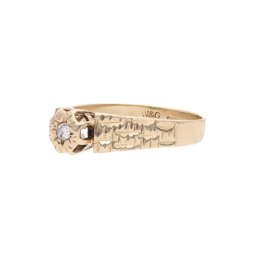 124 - 9ct Gold and Diamond Single Stone Ring, Size N 1/2. 9ct Gold and Diamond Single Stone Ring.         ... 