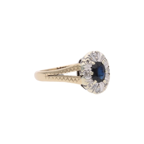 132 - 9ct Gold Sapphire and Diamond Cluster Ring, Size H 9ct Gold Sapphire and Diamond Cluster Ring.      ... 