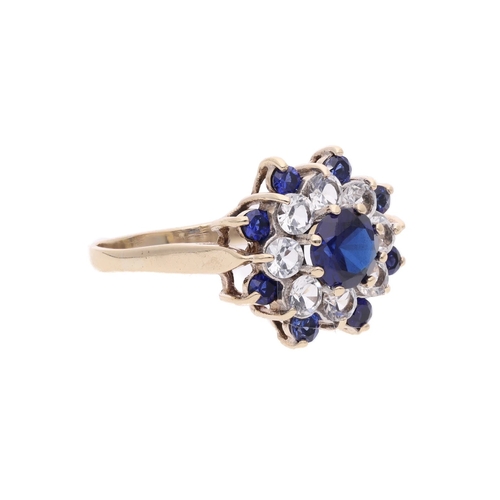 138 - 9ct Gold Synthetic Sapphire and Cz Cluster Ring, Size N 9ct Gold Synthetic Sapphire and Cz Cluster R... 