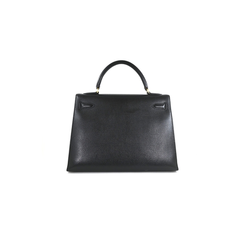 14 - Hermes Kelly 32 Black Evergrain Handbag Hermes Kelly 32 Black, 32cm    Hardware: Gold    Leather: Ev... 