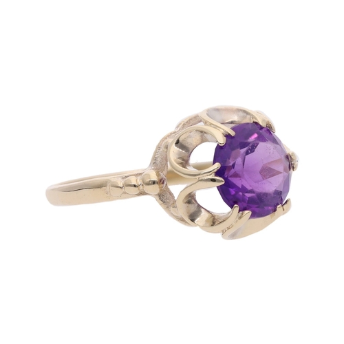 142 - 9ct Gold and Amethyst Single Stone Ring, Size L. 9ct Gold and Amethyst Single Stone Ring.           ... 