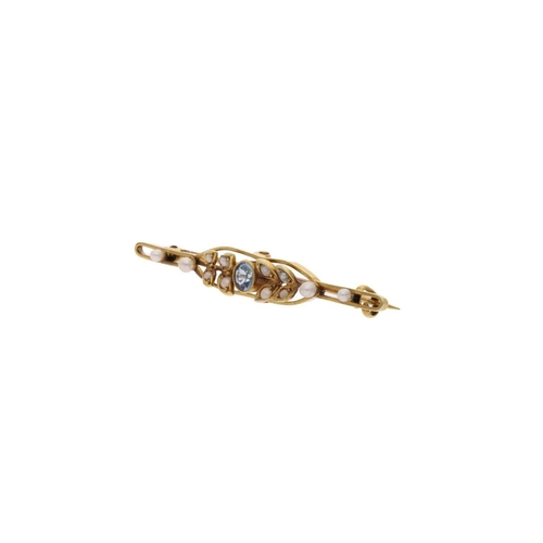 144 - Antique 15ct Gold Topaz and Seed Pearl Brooch. Antique 15ct Gold Topaz and Seed Pearl Brooch.       ... 