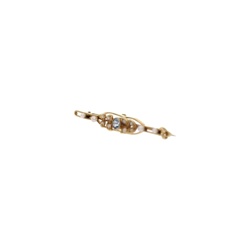 144 - Antique 15ct Gold Topaz and Seed Pearl Brooch. Antique 15ct Gold Topaz and Seed Pearl Brooch.       ... 