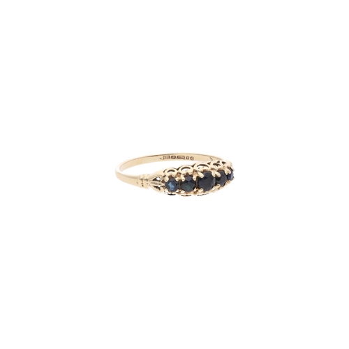 147 - 9ct Gold and Sapphire Five Stone Ring, Size 6.25 | M 9ct Gold and Sapphire Five Stone Ring          ... 