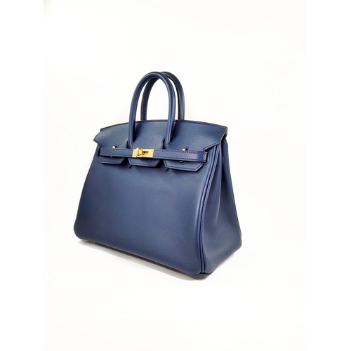 15 - Hermes B25 Bleu Navy Handbag Hermes Birkin 25 Bleu Nuit, 25cm.     Hardware: Gold    Leather: S... 