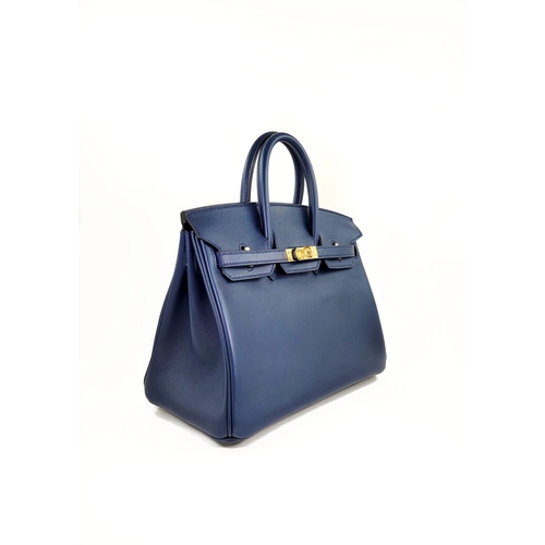 15 - Hermes B25 Bleu Navy Handbag Hermes Birkin 25 Bleu Nuit, 25cm.     Hardware: Gold    Leather: S... 