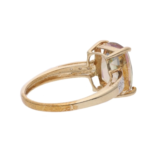 151 - 9ct Gold Mystic Topaz and Diamond Ring, Size P. 9ct Gold Mystic Topaz and Diamond Ring.            H... 