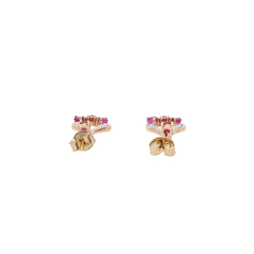 162 - 9ct Gold Ruby and Diamond Drop Earrings. 9ct Gold Ruby and Diamond Drop Earrings.            HALLMAR... 