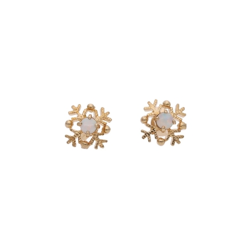 163 - 9ct Gold and Opal Snowflake Stud Earrings 9ct Gold and Opal Snowflake Stud Earrings            HALLM... 