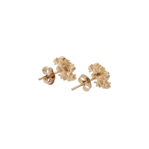 163 - 9ct Gold and Opal Snowflake Stud Earrings 9ct Gold and Opal Snowflake Stud Earrings            HALLM... 