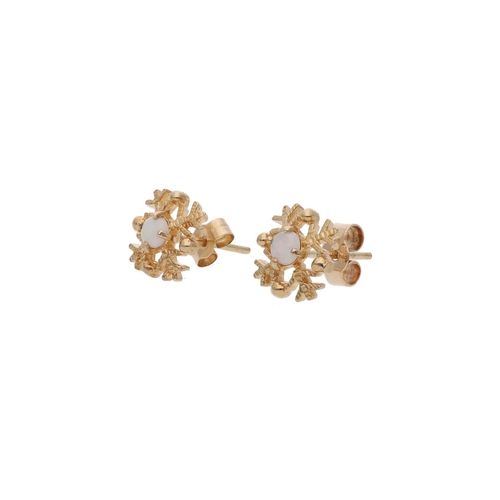 163 - 9ct Gold and Opal Snowflake Stud Earrings 9ct Gold and Opal Snowflake Stud Earrings            HALLM... 